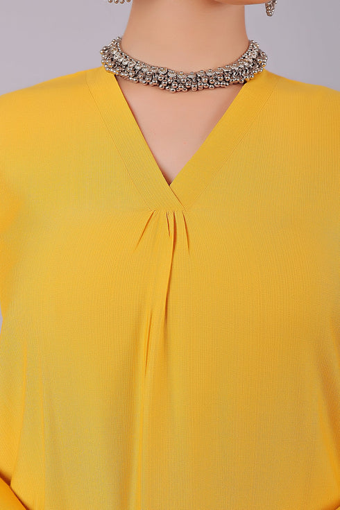 Veshbhoshaa Bluesaanchi Women'S Yellow Kurti With Trouser Pajama Set